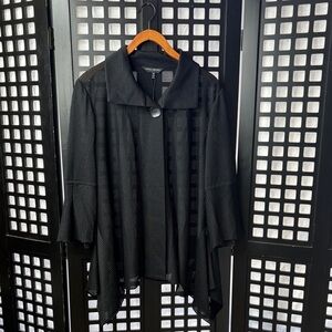 🖤 Ming Wang 1X Black Open Front Jacket NWT Relaxed Fit Knit Travel Top 🖤